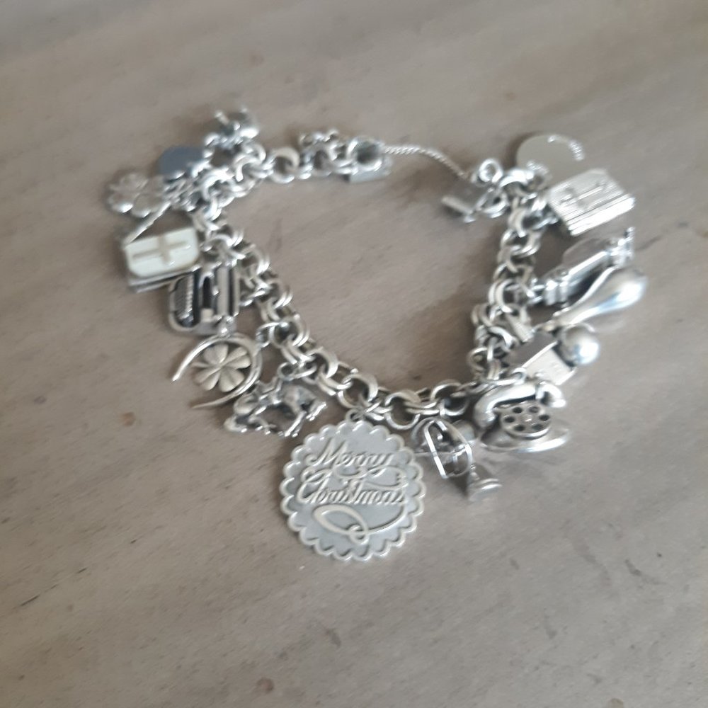 Sterling silver charm bracelet